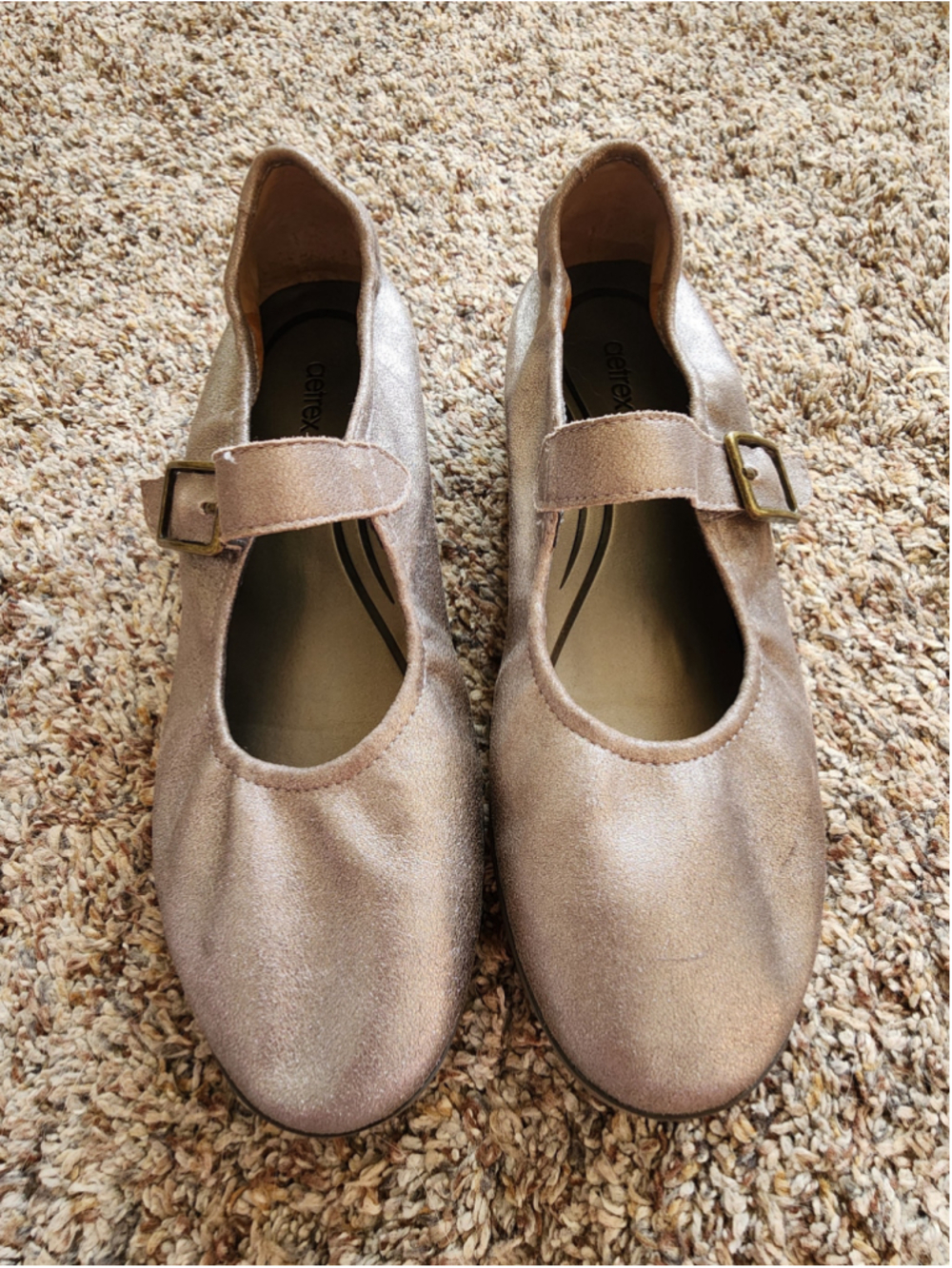Aetrex Joanne Metallic Leather Orthotic Mary Janes - Size 7.5-8